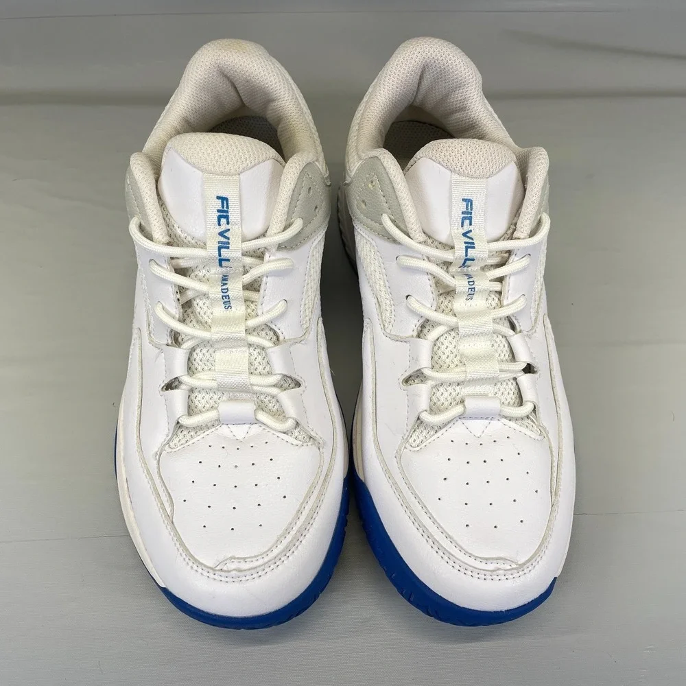 FitVille Amadeus Tennis Shoes Mens Size 9.5 Extra Wide White Blue Casual Sneaker